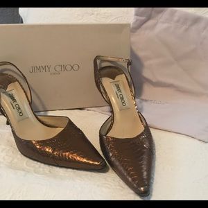 MINT!! Jimmy Choo Metallic D’Orsay Slingback Heel
